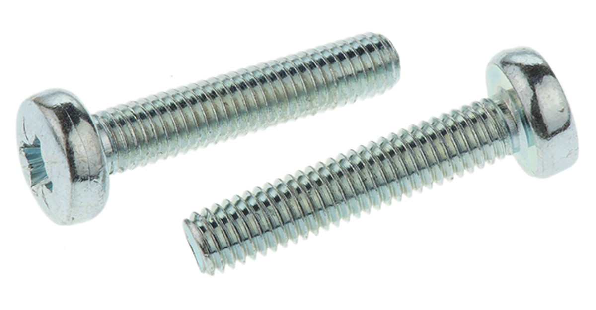 RS PRO Pozidriv M5 Pan Steel Machine Screws DIN 7985Z x 25.0mm