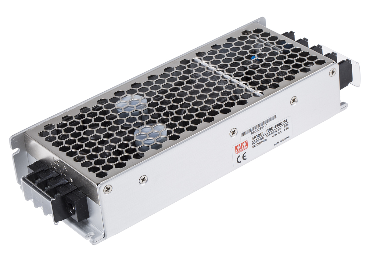 MEAN WELL RSD 150 DC-DC Converter, 24V dc/ 6.3A Output, 33.6 → 62.4 V dc Input, 151.2W, Chassis Mount, +70°C Max