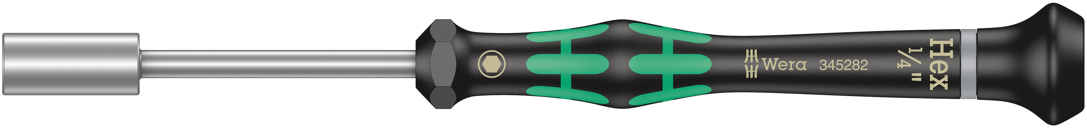 Wera Hexagon Precision Screwdriver, 1/4 in Tip, 60 mm Blade, 157 mm Overall
