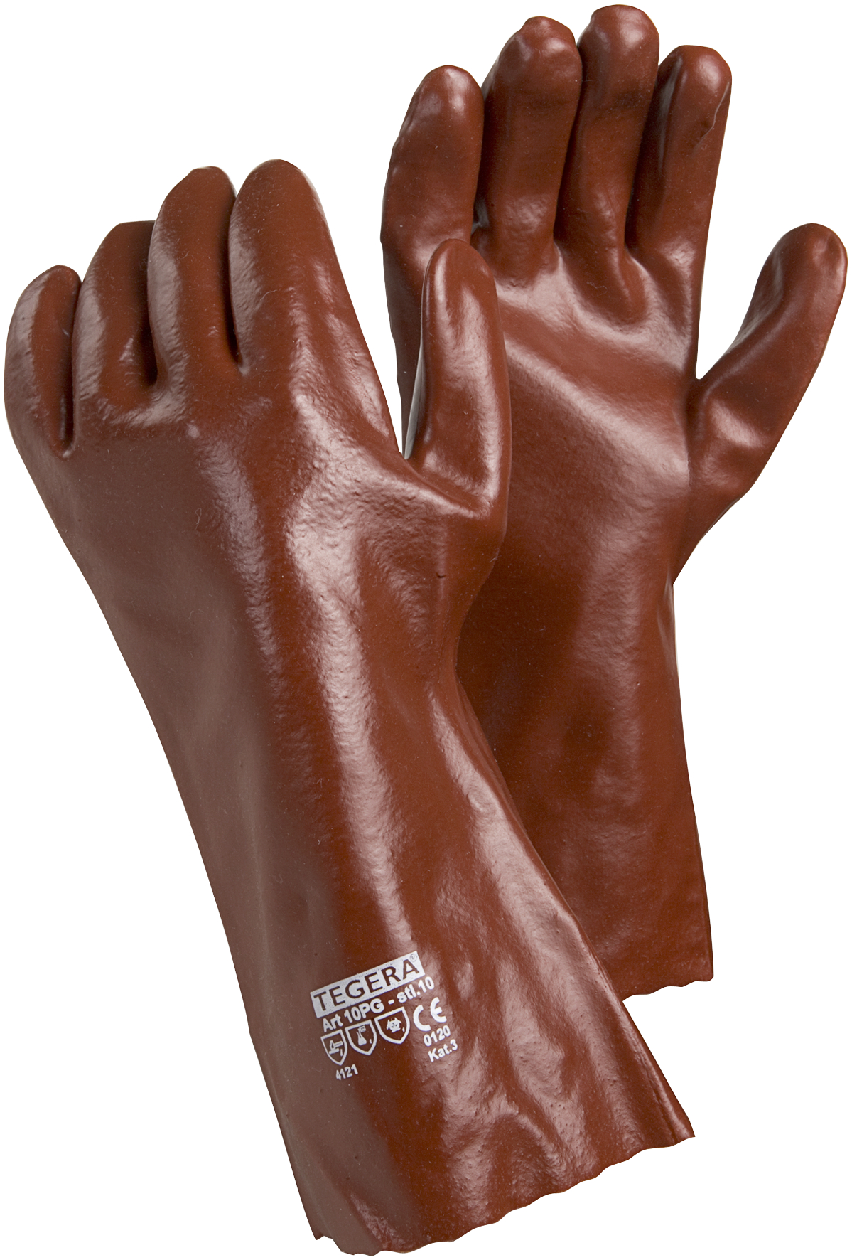 Tegera 10PG Red Cotton Work Gloves, Size 9, Polyvinyl Chloride Coating