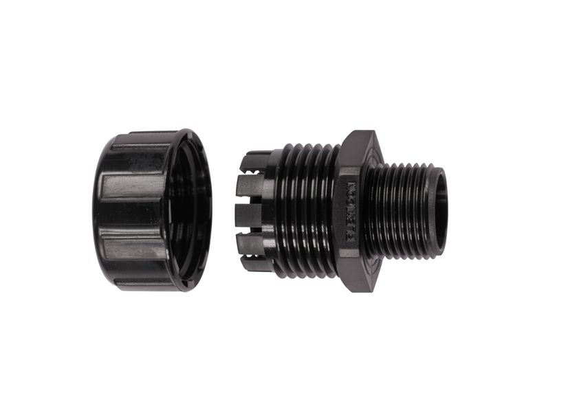 Flexicon Fixed Straight, Conduit Fitting, 25mm Nominal Size, M25mm, Nylon, Black