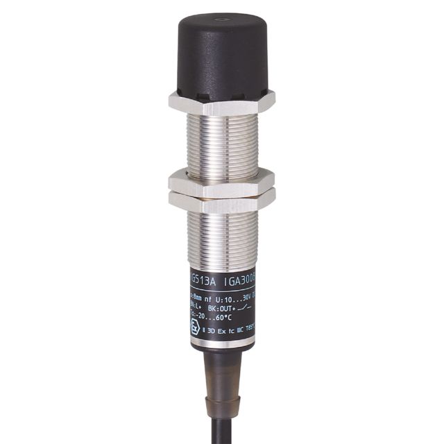 ifm electronic Inductive Threaded Barrel Proximity Sensor, M18, 8 mm Detection, PNP NO, 10 → 30 V dc