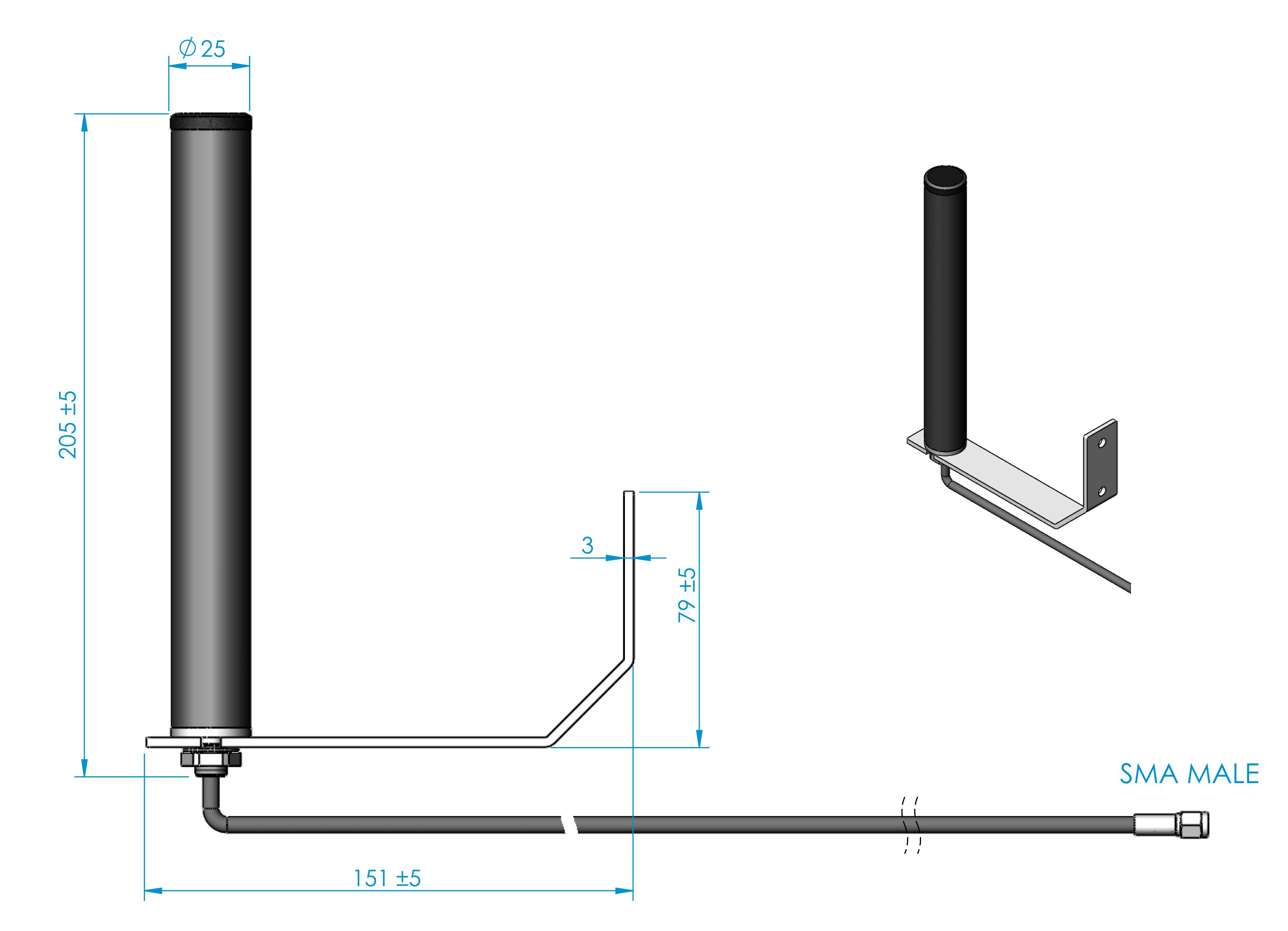 Siretta OSCAR1A/0.2M/FMEF/S/S/31 Puck Multiband Antenna with FME Connector, 5G, 5G (LTE), 4G, 4G (LTE Cat-M), 4G (LTE),
