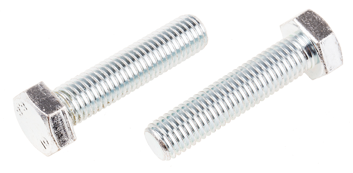 RS PRO Bright Zinc Plated Steel, Hex Bolt, M14 x 60mm