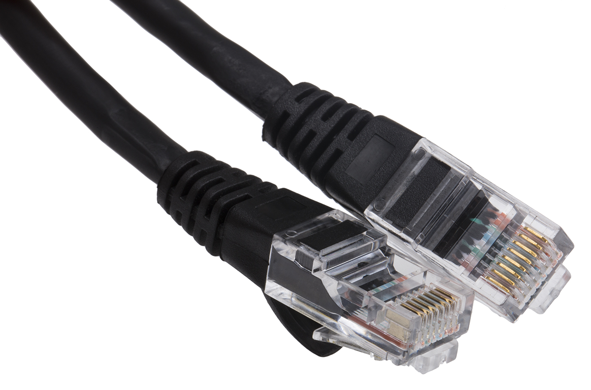 RS PRO, 0.5m Cat6, Black RJ45 to Male RJ45 Male, U/UTP Unshielded, Terminated PVC Sheath