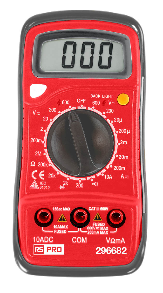 RS PRO Digital, LCD Digital Multimeter, 10A dc Max, 600V ac Max
