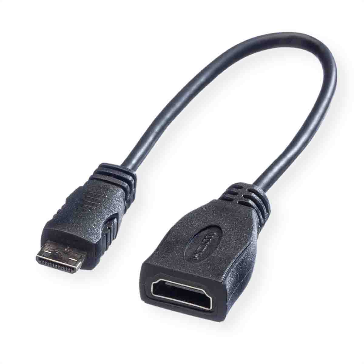 Roline High Speed, 15cm Female HDMI to Male Mini HDMI