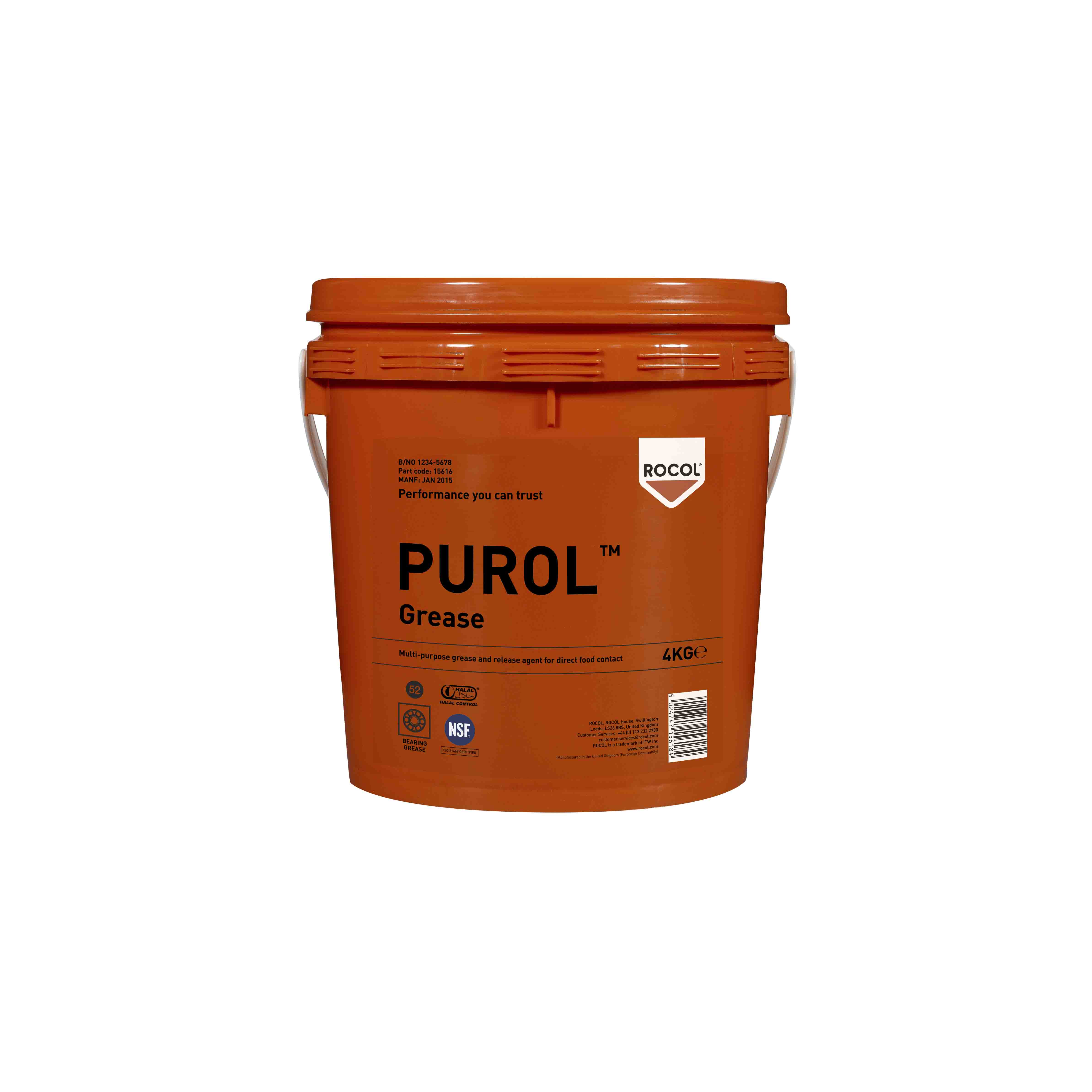 Rocol 4 kg Purol Grease Oil and for Clean Environments, Food Industry, Pharmaceutical Use