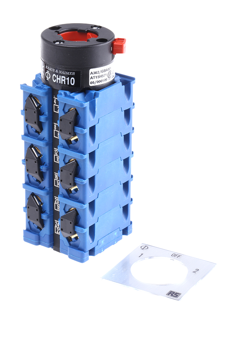 Kraus & Naimer, 6P 3 Position 60° Double Throw Cam Switch, 20A