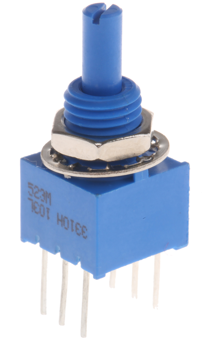 Bourns 3310 10kΩ Rotary Potentiometer 2-Gang, Panel Mount (Through Hole), 3310H-001-103L