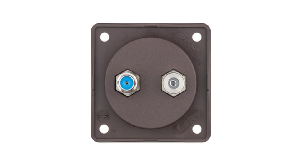 F Brown Female 2 Outlet TV Aerial Connector, Flush Mount