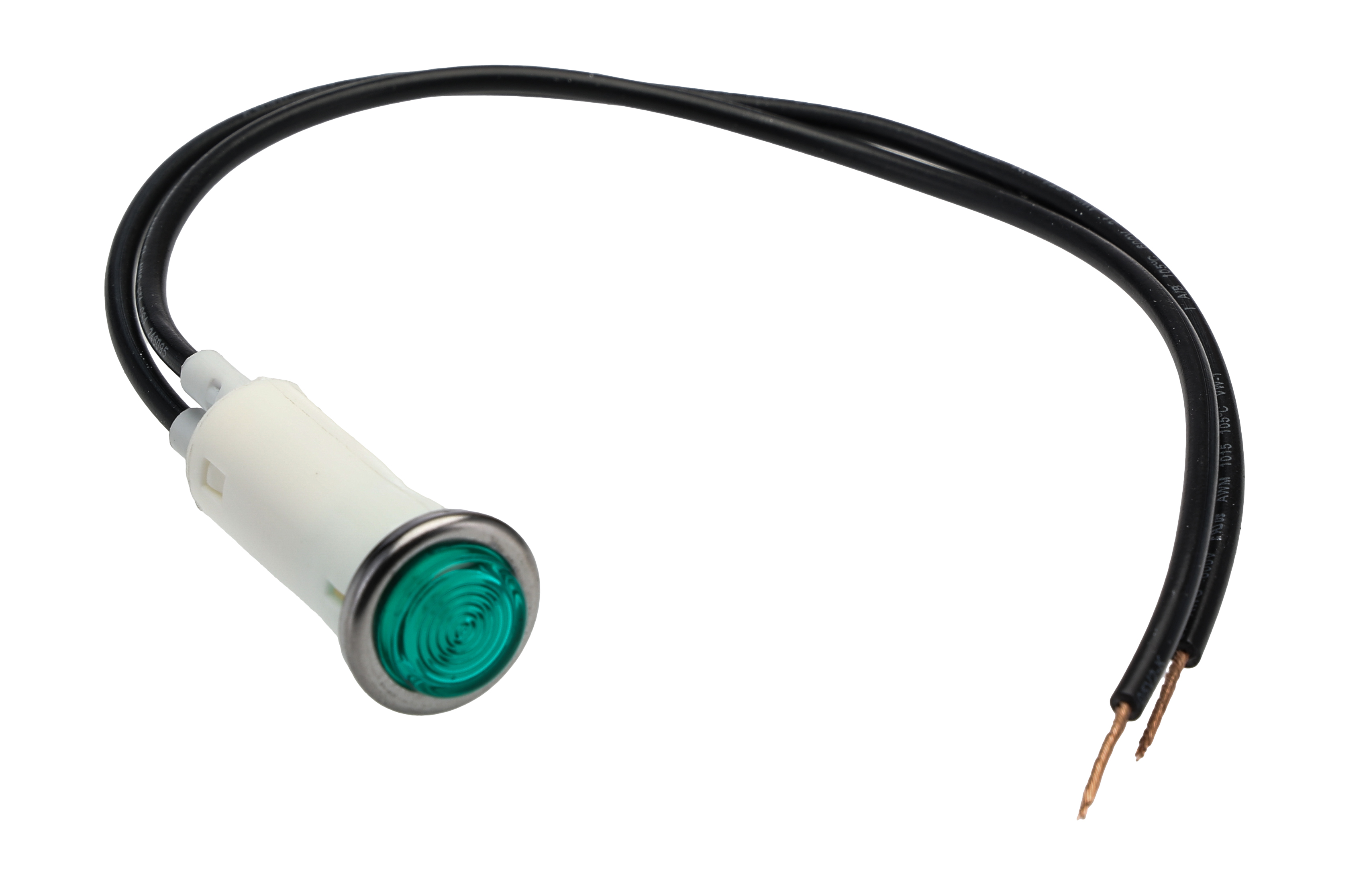 Arcolectric (Bulgin) Ltd 0067 Series Green Neon Panel Mount Indicator, 230V ac, 12.7mm Mounting Hole Size, Lead Wires