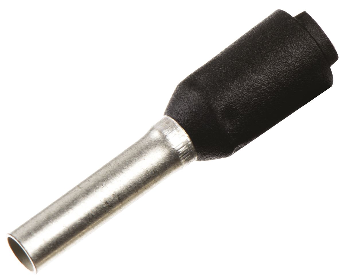 Weidmuller Insulated Crimp Bootlace Ferrule, 8mm Pin Length, 1.7mm Pin Diameter, 1.5mm² Wire Size, Black