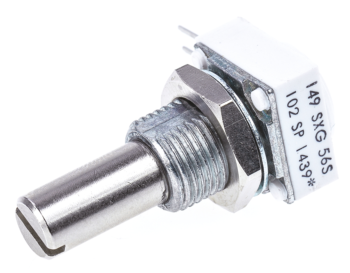 Vishay 149 1kΩ Rotary Potentiometer 1-Gang, Panel Mount (Through Hole), 14910F0GJSX10102KA