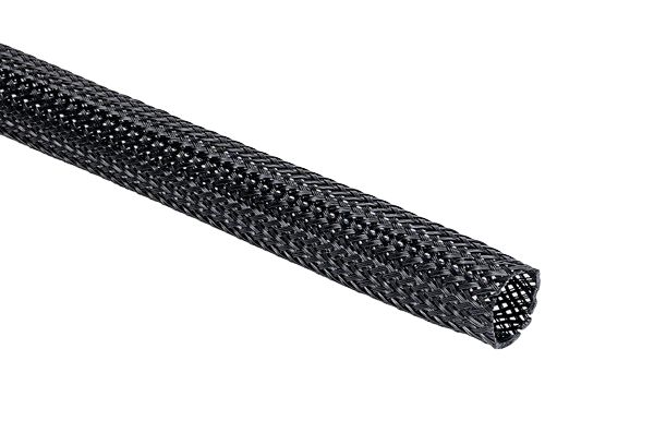 HellermannTyton Expandable Braided PET Black Cable Sleeve, 30mm Diameter, 50m Length, Helagaine HEGP Series