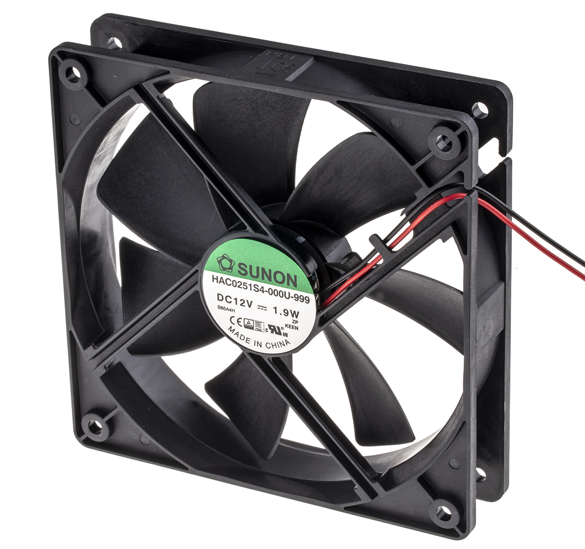 Sunon HAC Series Axial Fan, 12 V dc, DC Operation, 93m³/h, 1.9W, 155mA Max, 120 x 120 x 25mm