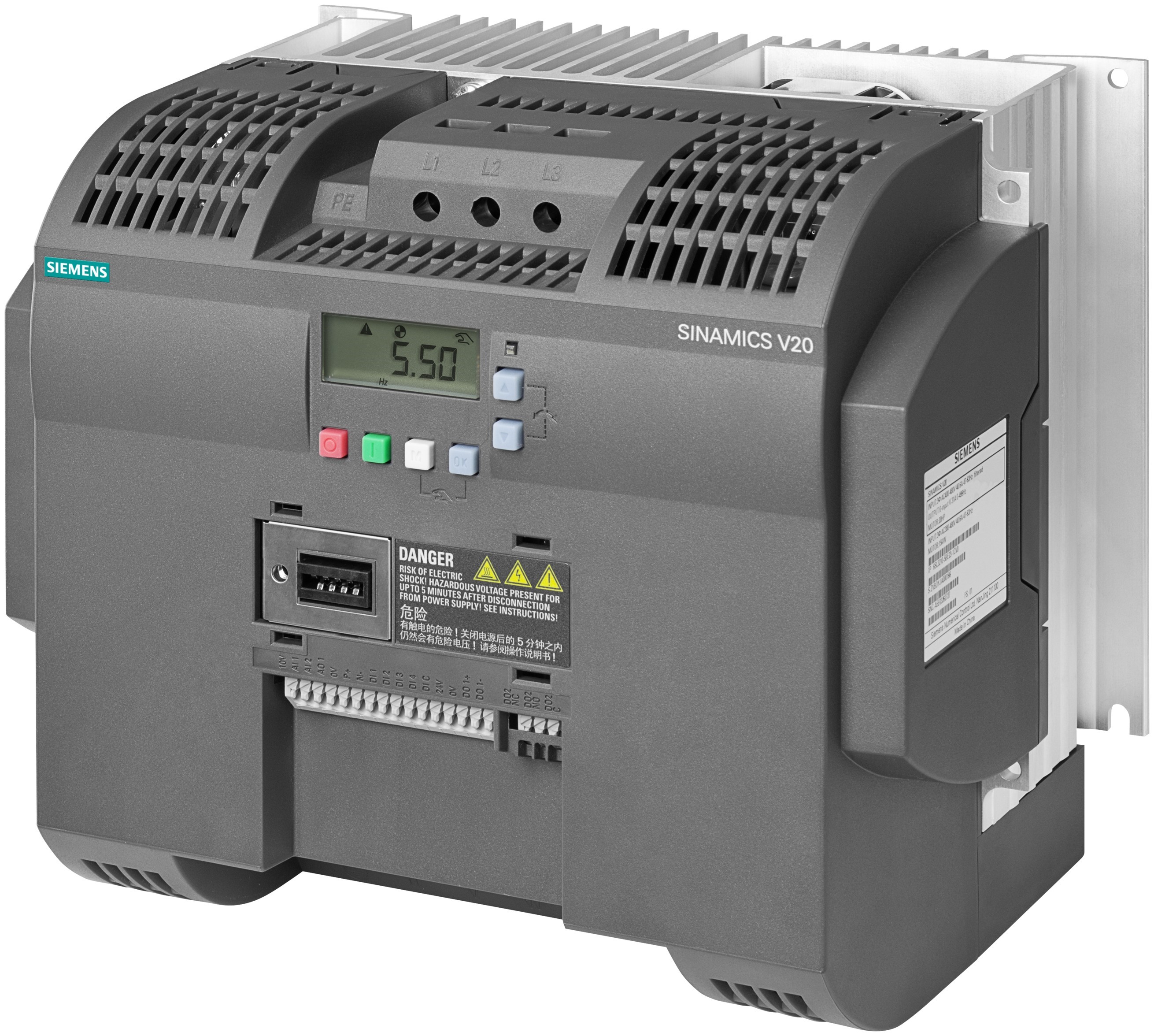 Siemens Inverter Drive, 11 kW, 3 Phase, SINAMICS V20 Series 480 V 25 A