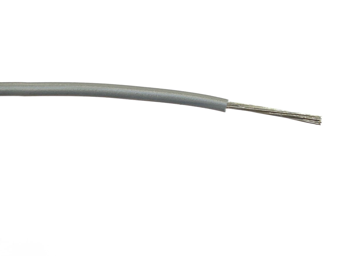 RS PRO Grey 1mm²mm² Hook Up Wire, 18 AWG, 32/0.2 mm, 100m, PVC Insulation