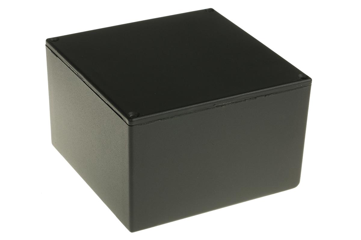 Hammond 1590 Series Black Die Cast Aluminium Enclosure, IP54, Black Lid, 125 x 125 x 75mm