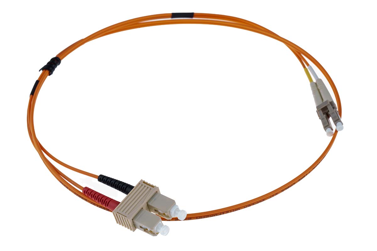 RS PRO LC to SC Duplex Multi Mode OM1 Fibre Optic Cable, 62.5/125μm, Orange, 1m