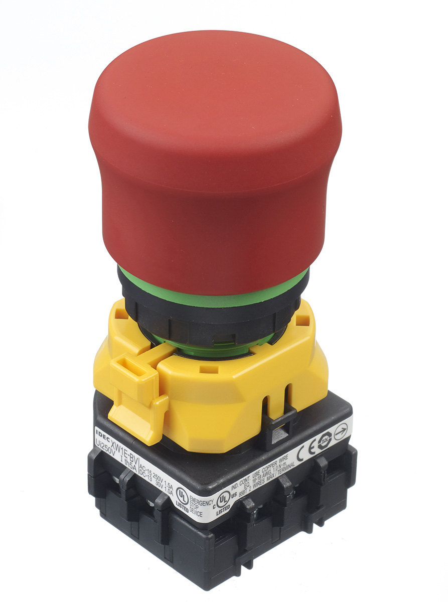 Idec XW1E Series Emergency Stop Push Button, Panel Mount, 22mm Cutout, 4PST, IP65
