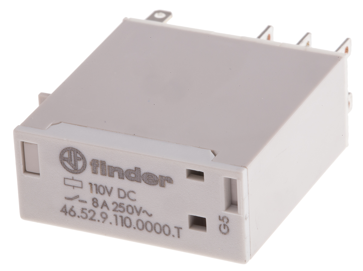 Finder Plug In Power Relay, 110V dc Coil, 8A Switching Current, DPDT