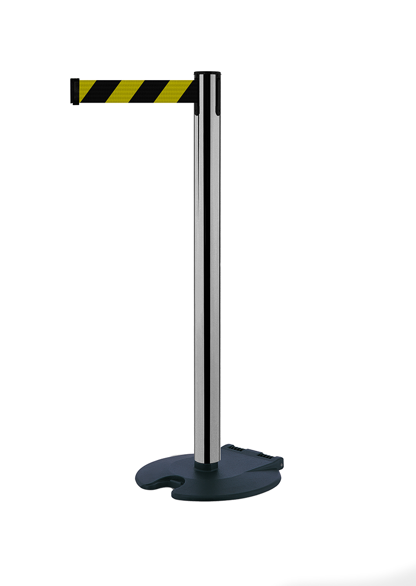 Tensator Black & Yellow Steel Retractable Barrier, 2.3m, Yellow/Black Tape