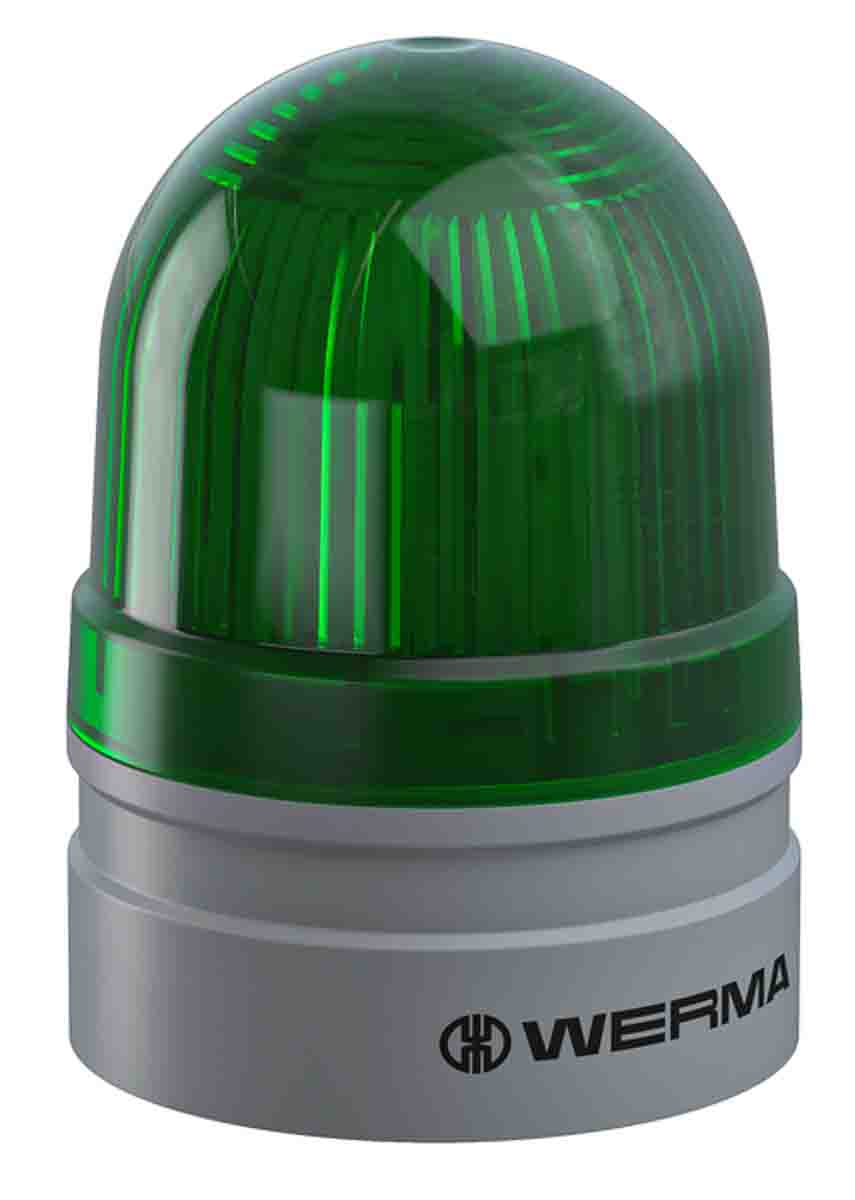 Werma EvoSIGNAL Mini Series Green Blinking Beacon, 24 V, Base Mount, LED Bulb, IP66