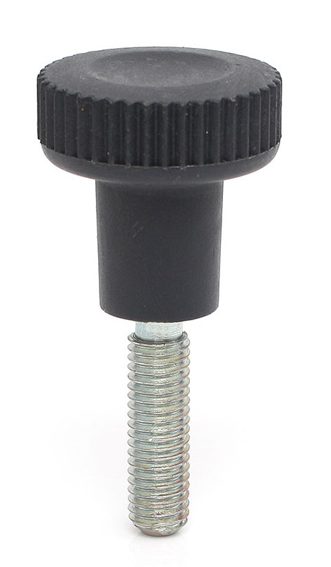 RS PRO Black Thermoplastic Thumbscrew Clamping Knob, M6 x 16, Threaded Mount