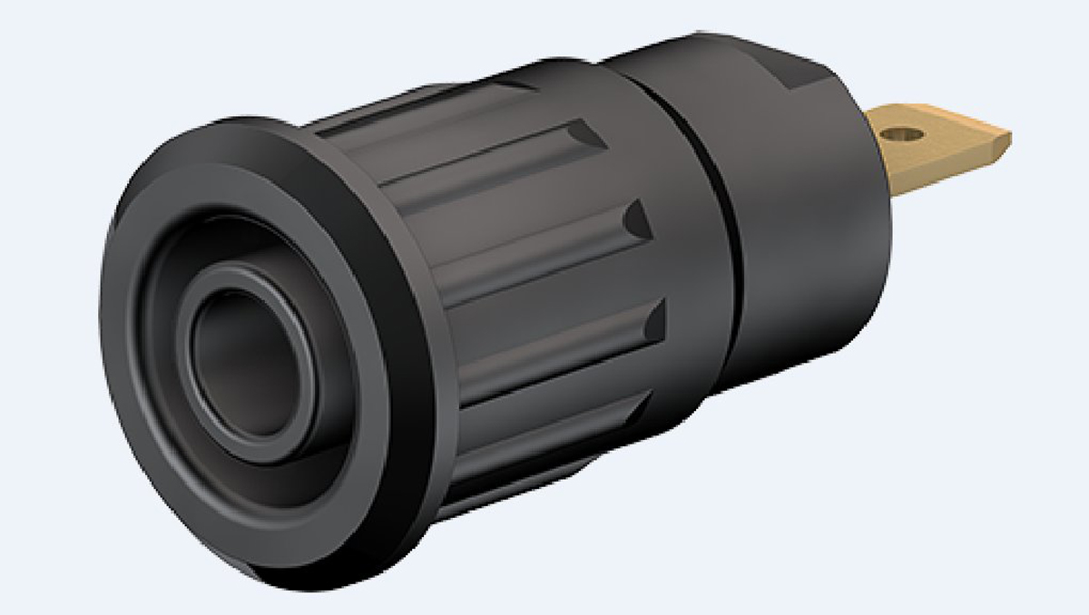 Staubli Black Female Banana Socket, 4 mm Connector, Press Fit Termination, 24A, 1000V, Gold Plating