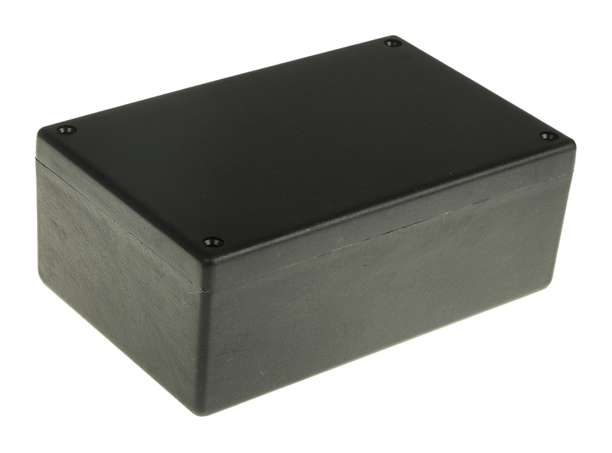 Hammond 1594 Series Black Flame Retardant ABS Enclosure, IP54, Black Lid, 167 x 107 x 64.9mm