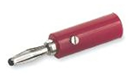 Mueller Electric Red Male Banana Plug, 4 mm Connector, Screw Termination, 15A, Nickel Plating