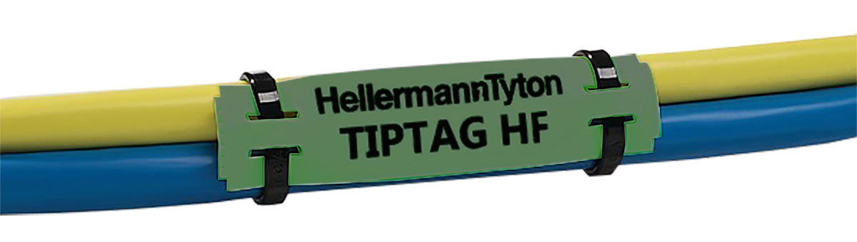 HellermannTyton TIPTAG Green Cable Labels, 100mm Width, 11mm Height, 120 Qty
