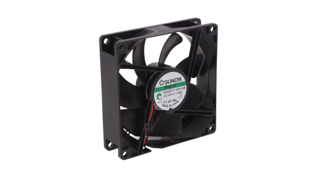 Sunon Axial Fan, 12 V dc, dc Operation, 51.5cfm, 1.94W, 161mA Max, 92 x 92 x 25mm
