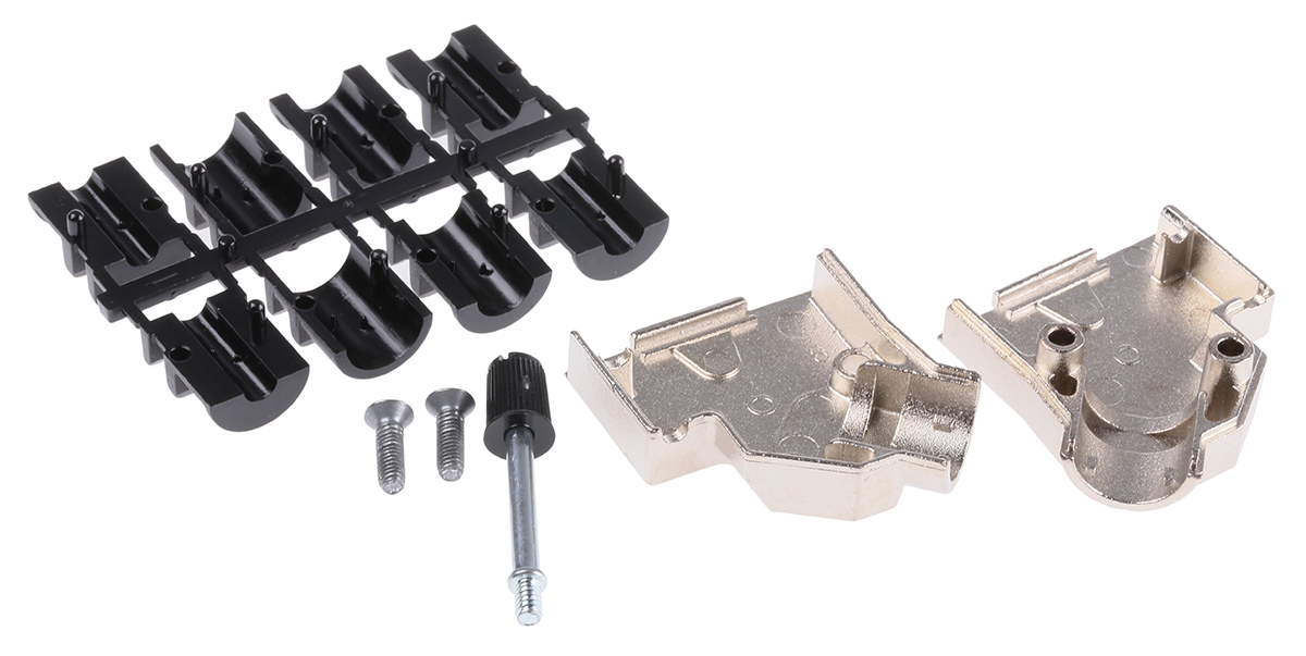 Amphenol Communications Solutions 8655MHR Series Die Cast Zinc Angled D Sub Backshell, 9 Way, Strain Relief