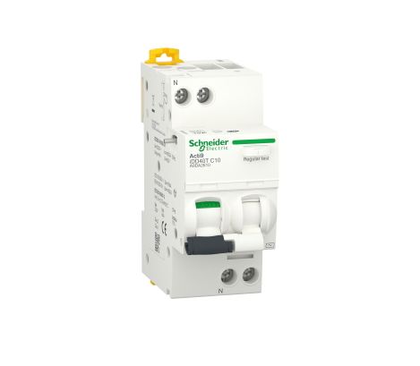 Schneider Electric RCBO, 10A Current Rating, 1P+N Poles, 30mA Trip Sensitivity, Type C, Acti9 Range