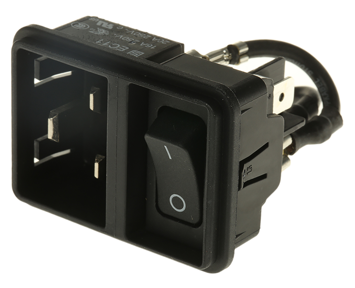Schurter C20 Snap-In IEC Connector Male, 20A, 250 V