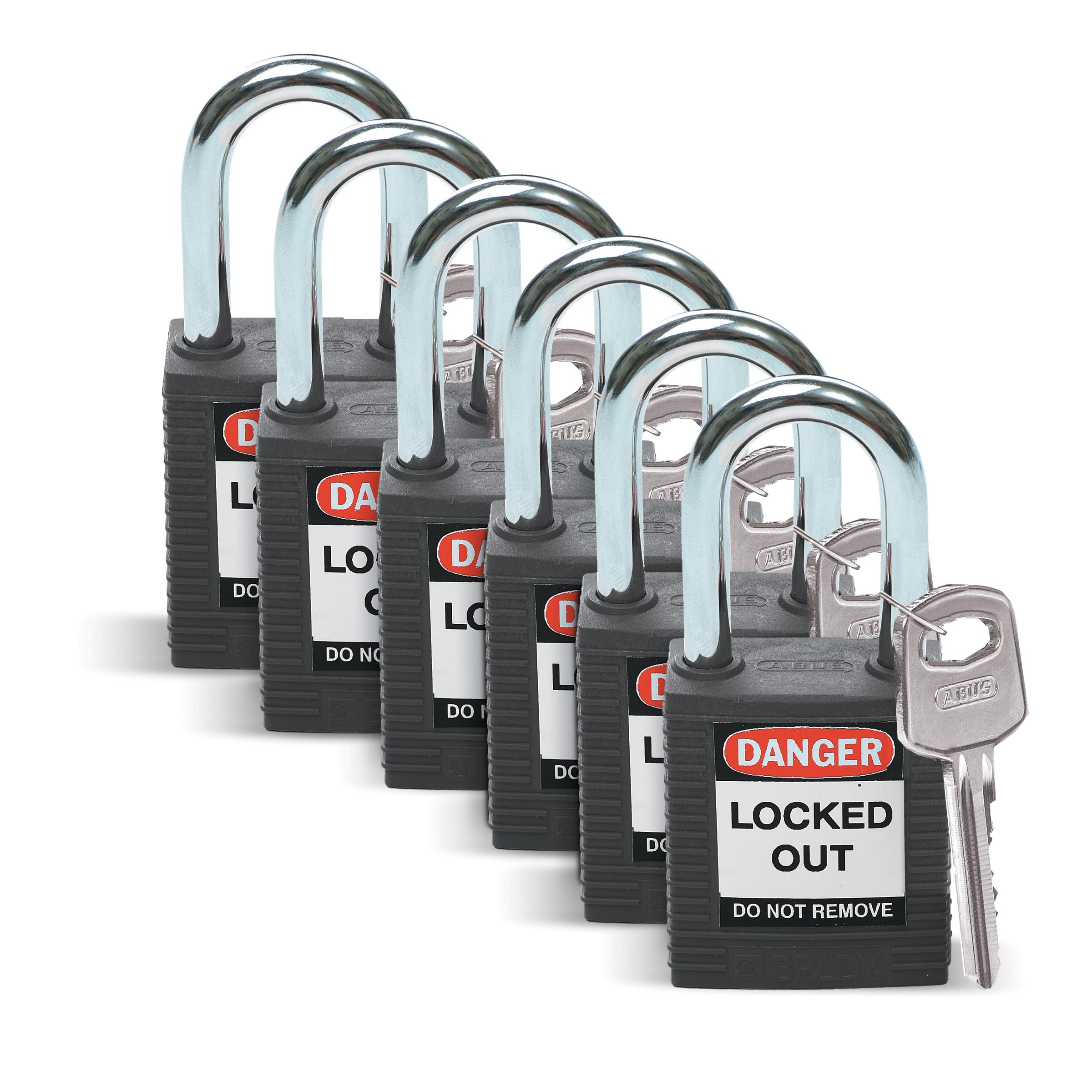 Brady LOTO-8 Key Weatherproof Nylon, Steel Security Padlock, 6.35mm Shackle, 38.10mm Body