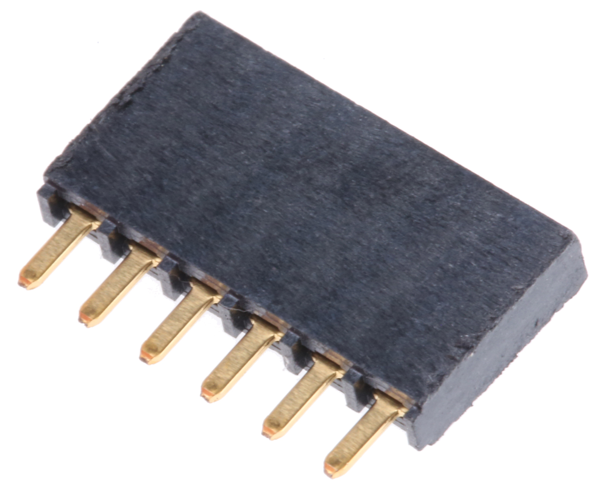 Samtec SSW Series Straight Through Hole Mount PCB Socket, 6-Contact, 1-Row, 2.54mm Pitch, Solder Termination