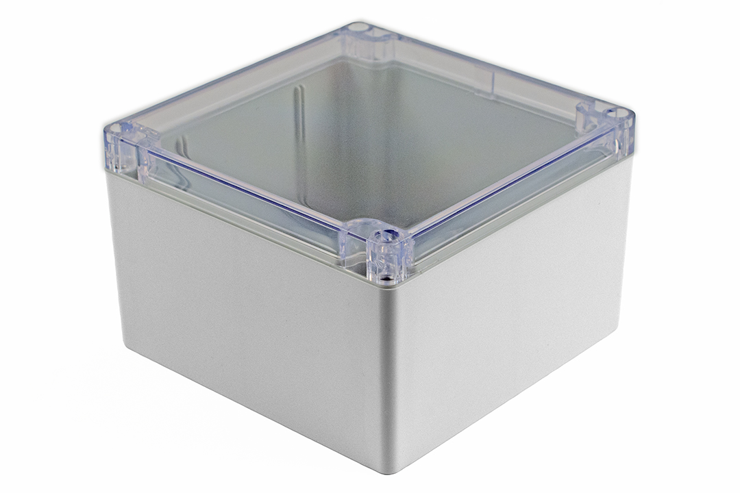 Hammond 1554 Series Polycarbonate Enclosure, IP68, Clear Lid, 5.51 x 5.51 x 3.54in
