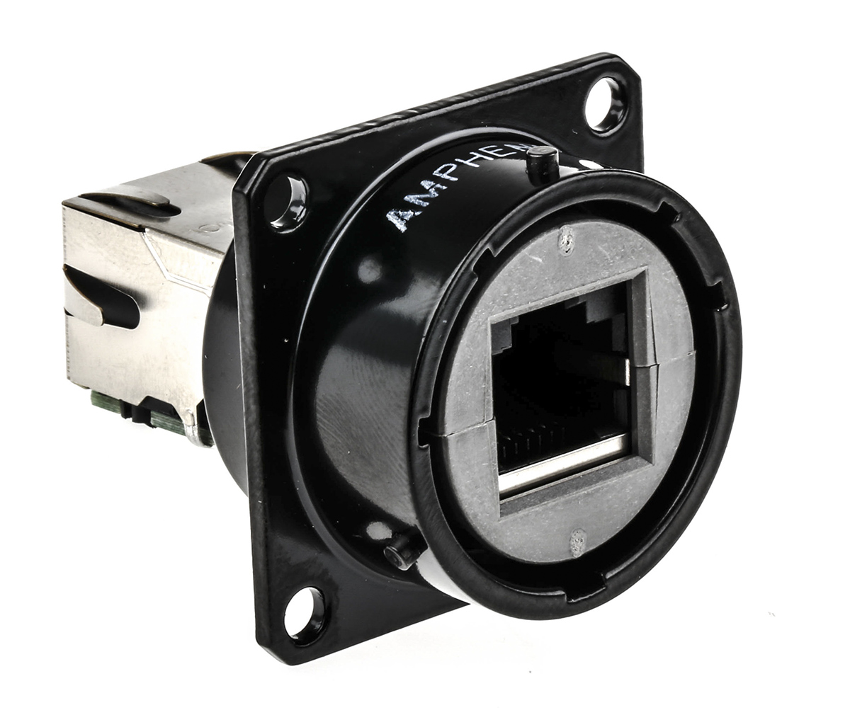 Amphenol Socapex RJF Series Female RJ45 Connector, Panel Mount, Cat5e Straight 1 Port 8 -Way