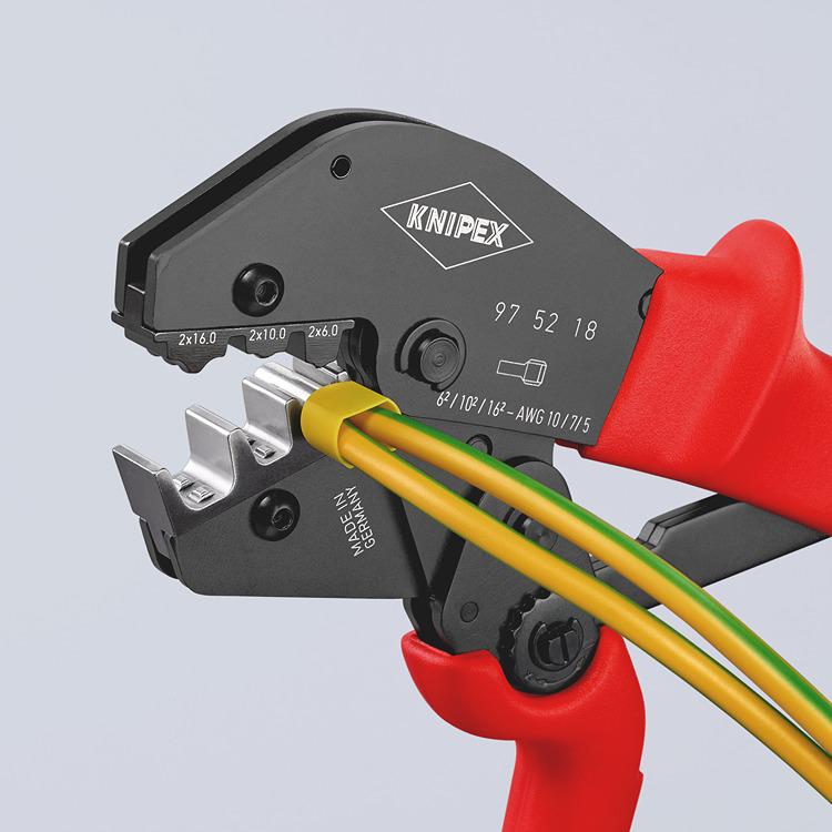 Knipex 97 Hand Ratcheting Crimp Tool for Twin Bootlace Ferrule, 2 x 6 → 16mm² Wire