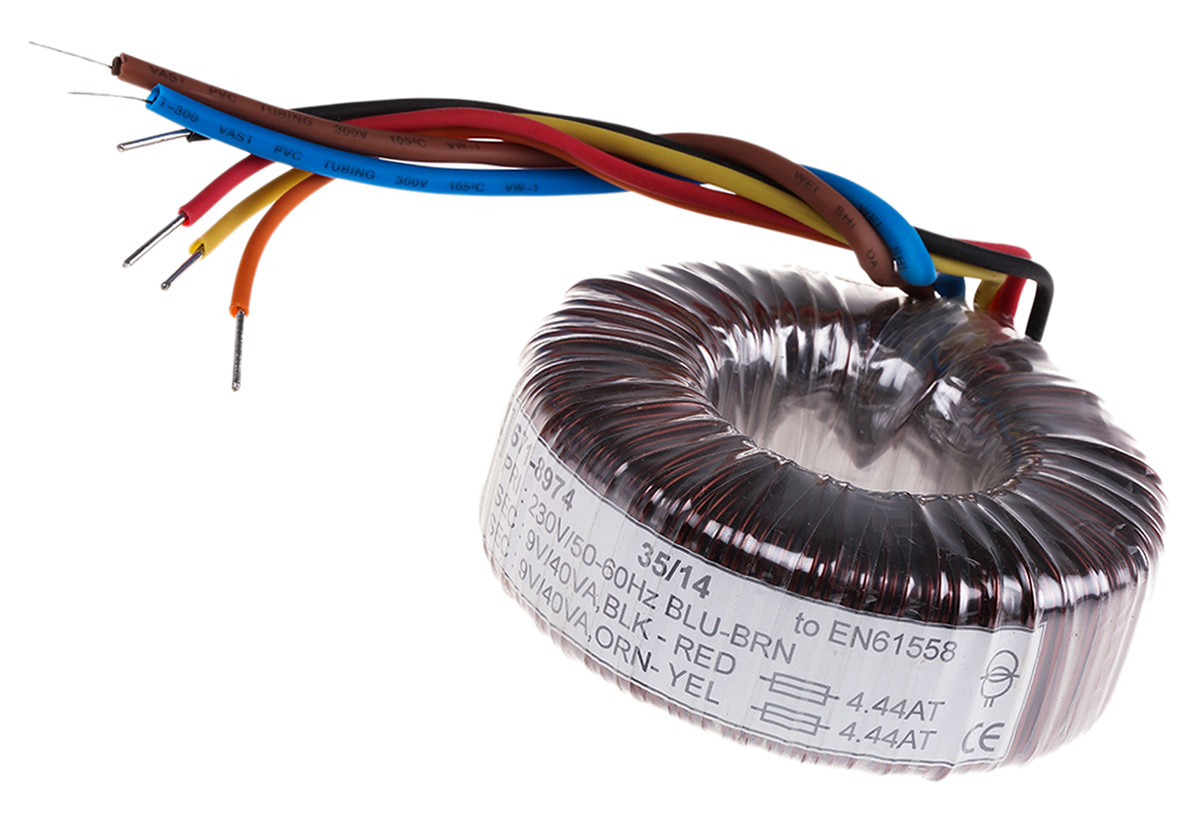 RS PRO 230V ac, 2 x 9V ac Toroidal Transformer, 80VA 2 Output