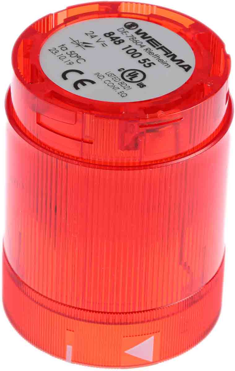 Werma 848 Series Red Steady Effect Beacon Unit, 24 V ac/dc, LED Bulb, AC, DC, IP54