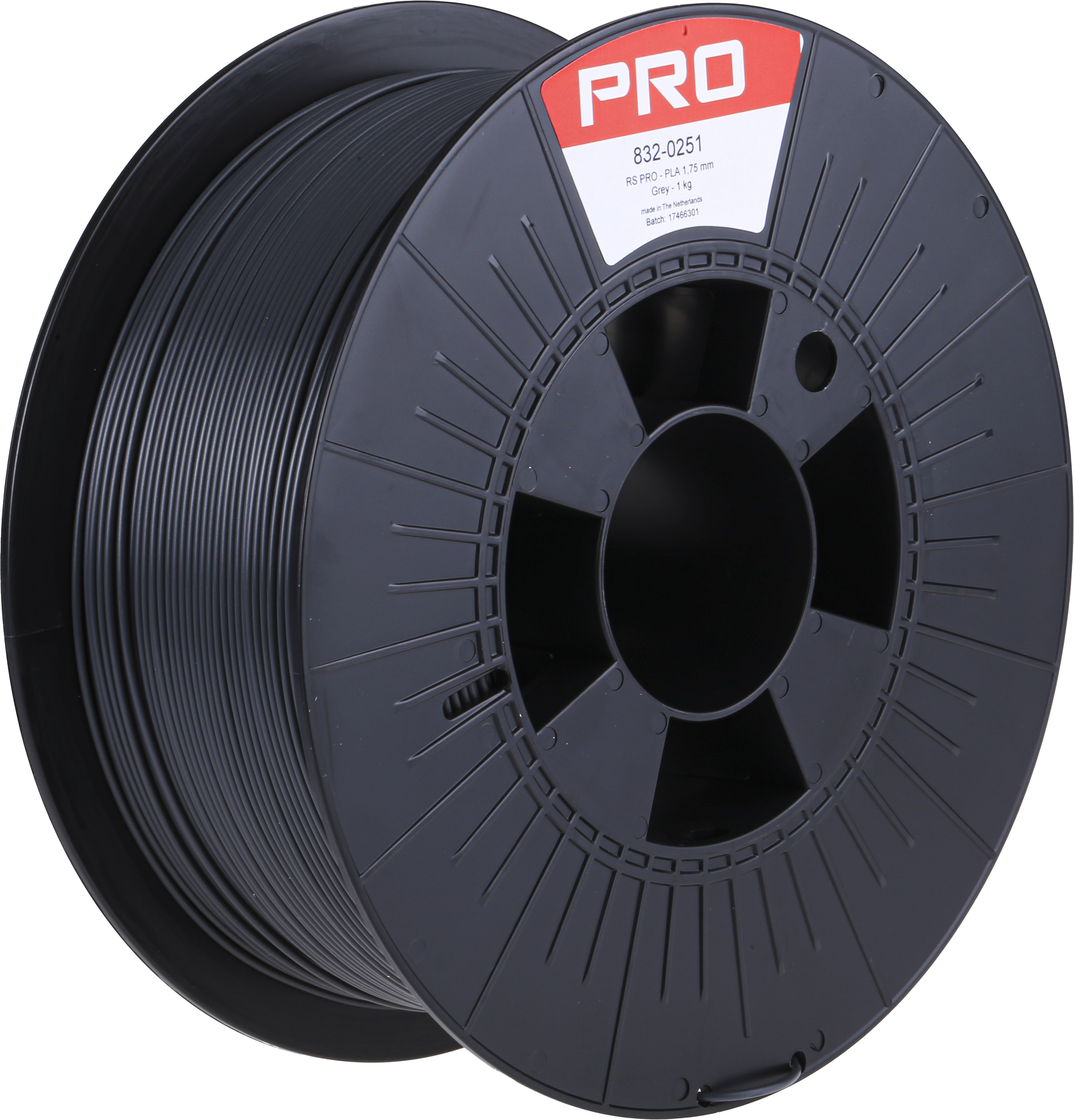 RS PRO 1.75mm Grey PLA 3D Printer Filament, 1kg