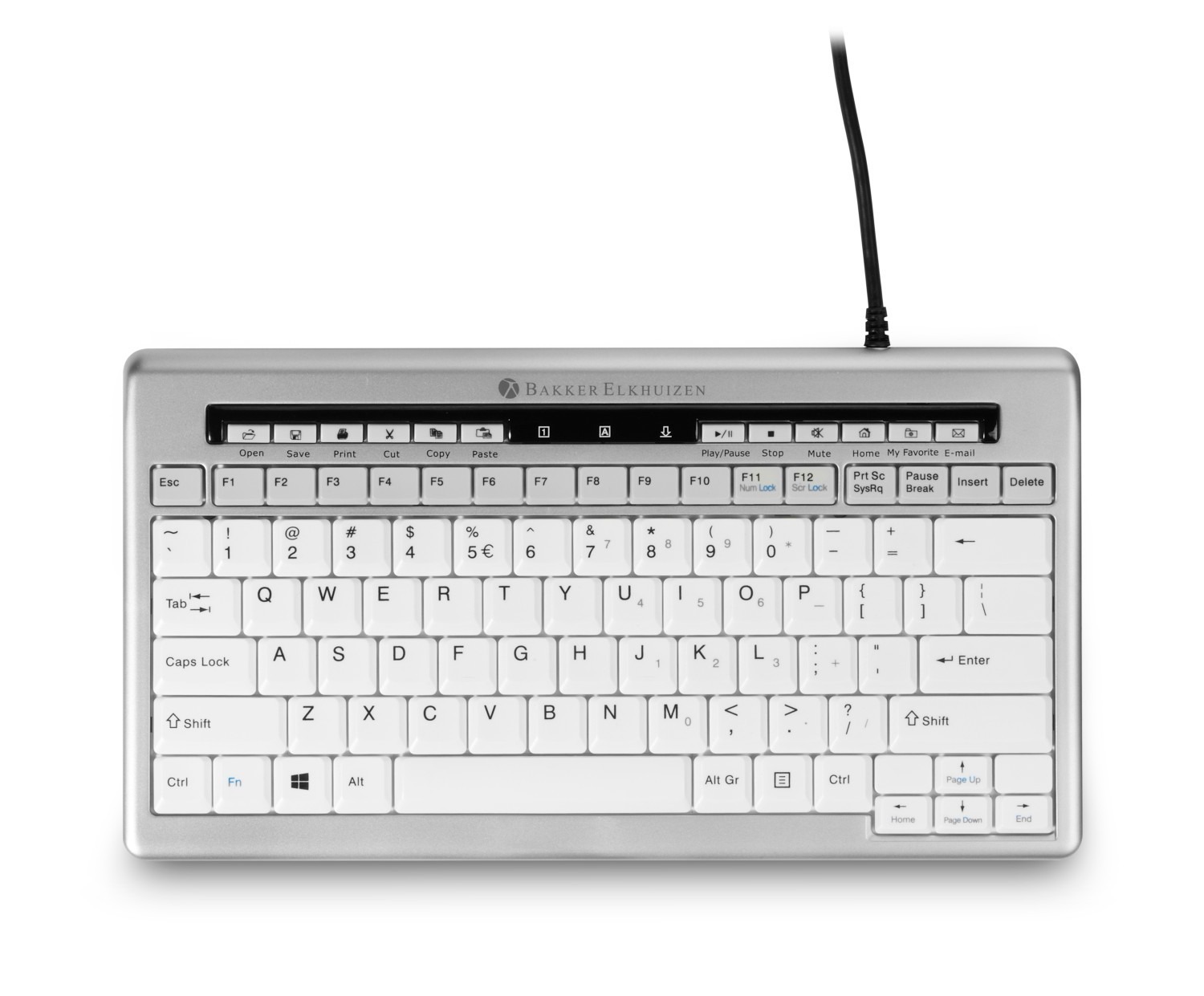 Bakker Elkhuizen BNES840DUK Wired Wired Compact Keyboard, QWERTY (UK), Grey, White