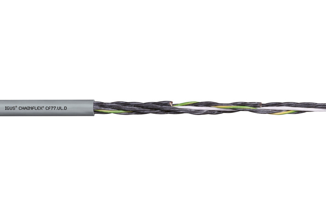 Igus chainflex CF77.UL.D Control Cable, 3 Cores, 2.5 mm² 14 AWG, Unscreened, 25 m, Grey Polyurethane Sheath