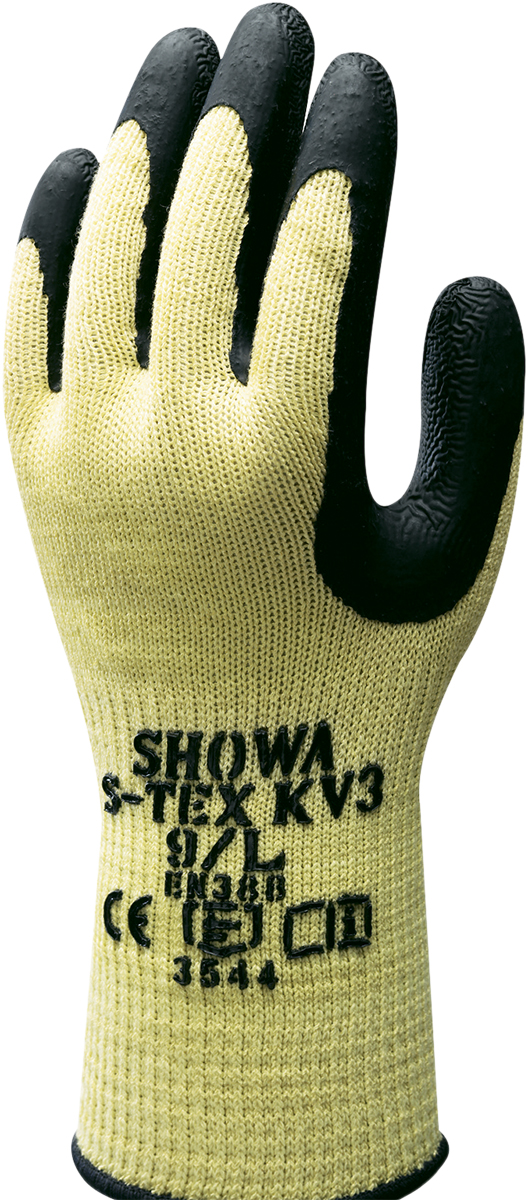Showa Yellow Polyester, Stainless Steel Work Gloves, Size 8, Latex Coating
