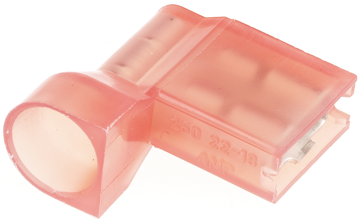 TE Connectivity Ultra-Fast .250 Red Insulated Female Spade Connector, Flag Terminal, 6.35 x 0.81mm Tab Size, 0.3mm² to