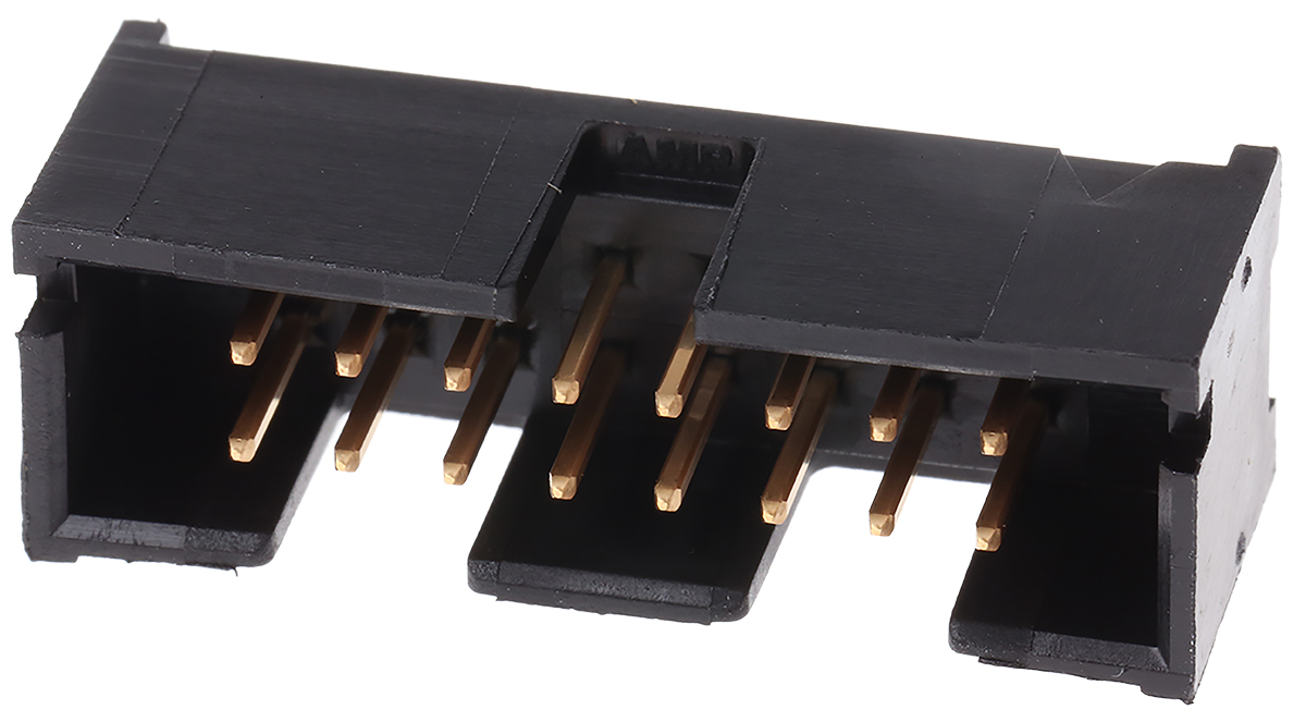 TE Connectivity AMP-LATCH Series Straight Through Hole PCB Header, 16 Contact(s), 2.54 mm Pitch, 2 Row, Shrouded